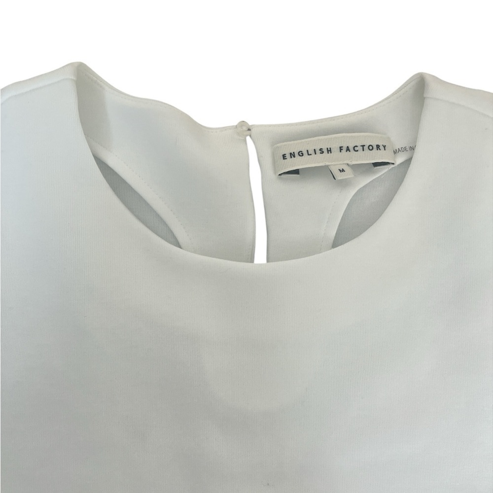 NWOT English Factory Balloon Sleeve Crew Neck Blouse White Size Medium - Picture 6 of 9
